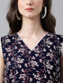 Navy Blue Pure Cotton Floral Printed A-Line Co-Ord Set